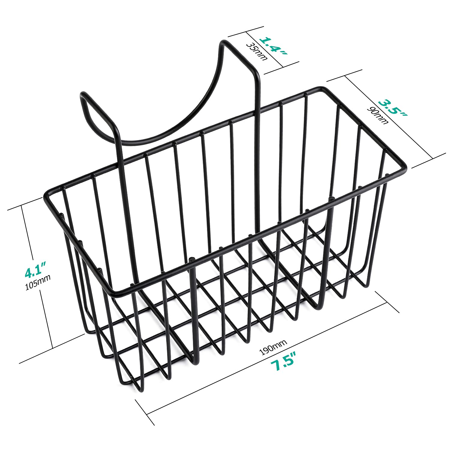 Damita Kitchen Sponge Holder For Sink Kitchen Sink Basket Sink Caddy Brush Dishwashing Liquid Drainer Rack Black, Medium (7.5''X